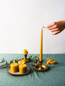 Taper beeswax candles
